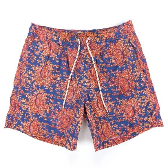 NEW J Crew 6" Stretch Swim Trunk Paisley Print Mesh Lined Board Shorts Men Small - Picture 1 of 6